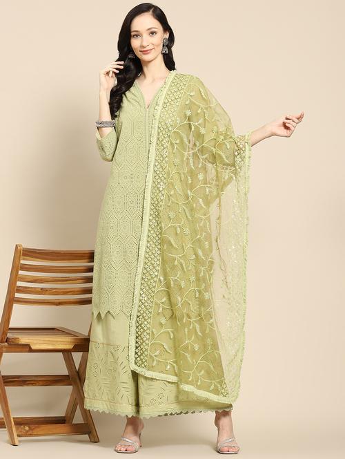 green net dupatta - 18435783 - Very Small Image - 1