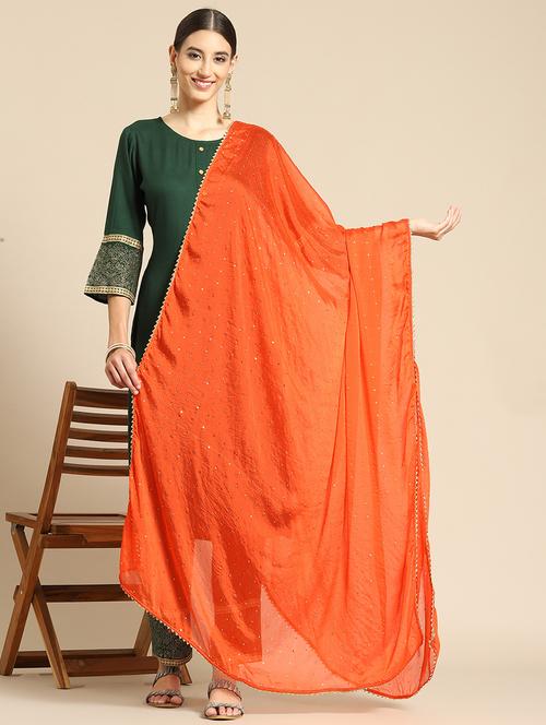 red silk dupatta - 18435796 - Very Small Image - 1