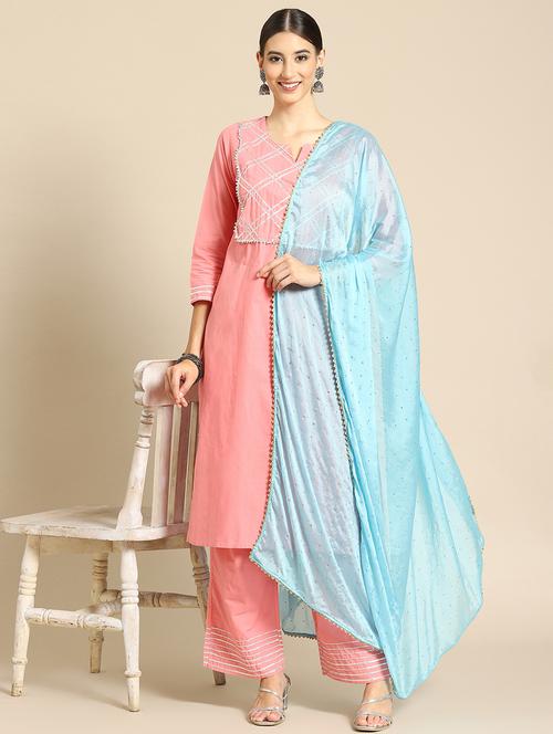 turquoise silk dupatta - 18435803 - Very Small Image - 1