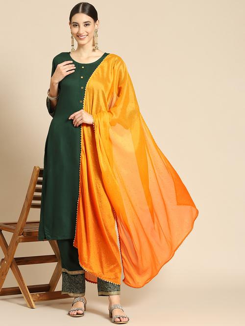 orange silk dupatta - 18435822 - Very Small Image - 1