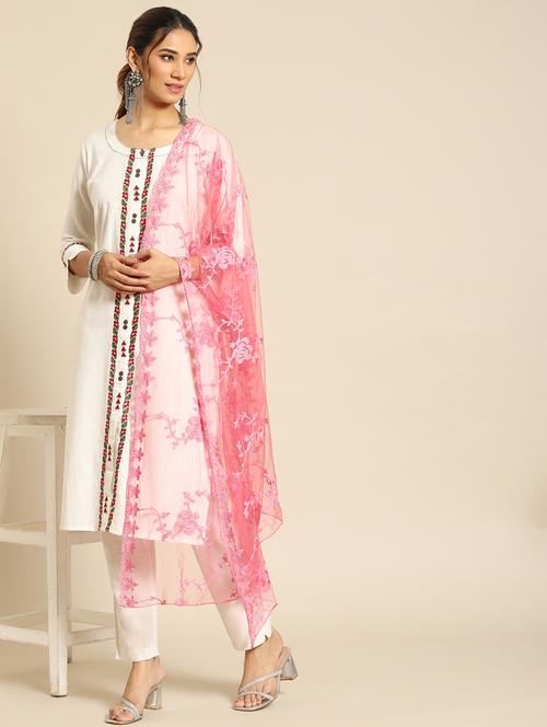 tonal embroidered mukaish work dupatta - 18435848 - Very Small Image - 1