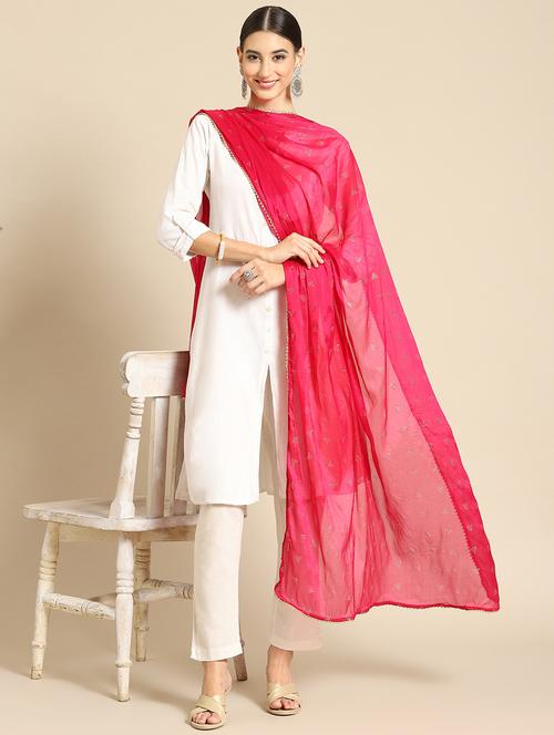 magenta silk dupatta - 18435885 - Very Small Image - 1