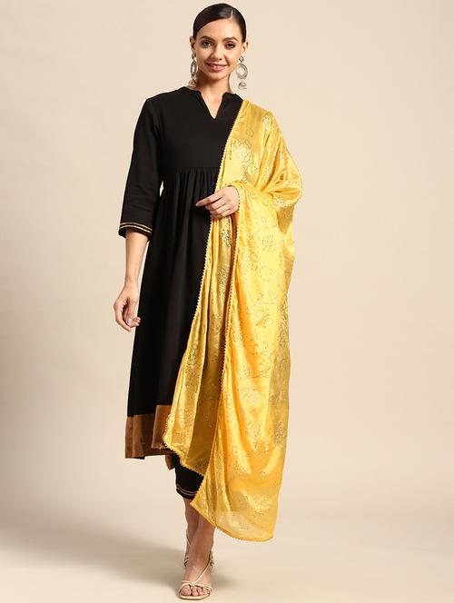 yellow silk dupatta - 18435894 - Very Small Image - 1