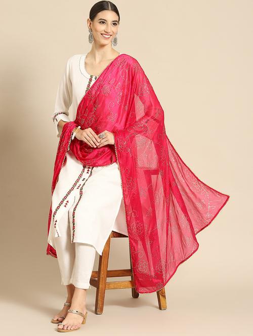 magenta silk dupatta - 18435896 - Very Small Image - 1