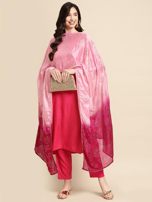 pink silk dupatta - 18435902 - Very Small Image - 1