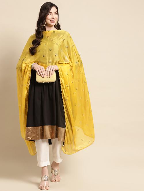 mustard silk dupatta - 18435905 - Very Small Image - 1