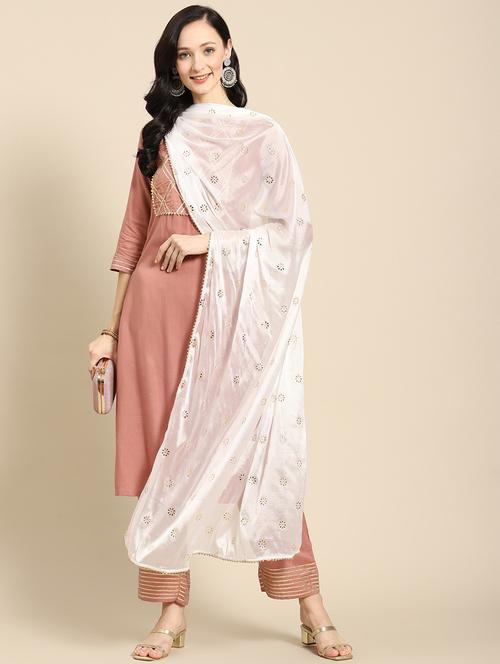 white silk dupatta - 18435912 - Very Small Image - 1