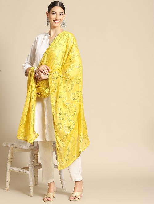 mustard silk dupatta - 18435916 - Very Small Image - 1