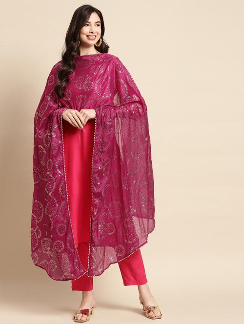 burgundy silk dupatta - 18435917 - Very Small Image - 1