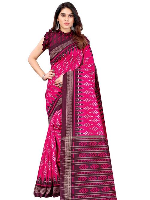 magenta art silk printed saree - 18435936 - Very Small Image - 1