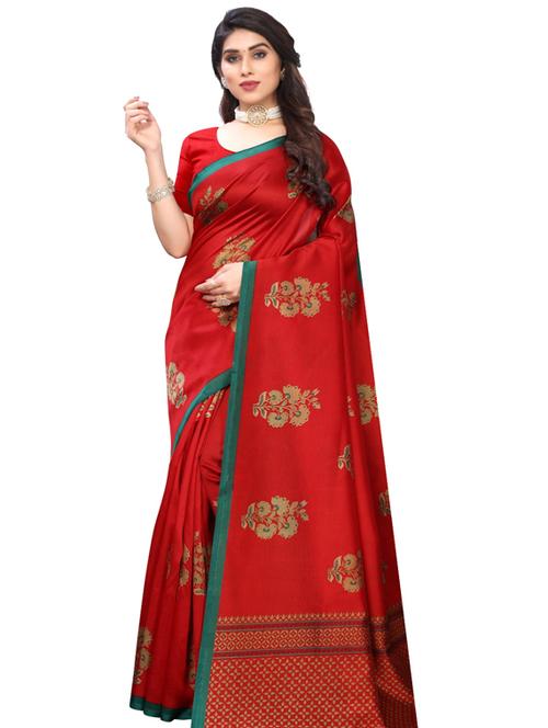 floral printed saree with blouse - 18435958 - Very Small Image - 1