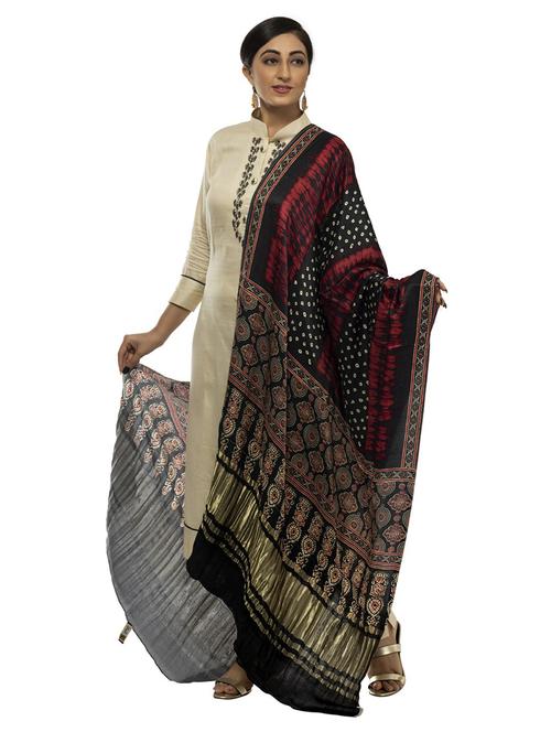 multi colored silk blend dupatta - 18436198 - Very Small Image - 1