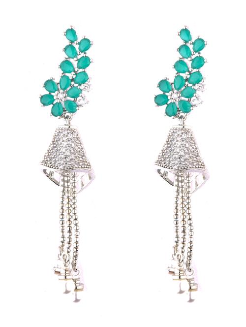 white silver plated drop earring - 18436259 - Very Small Image - 1