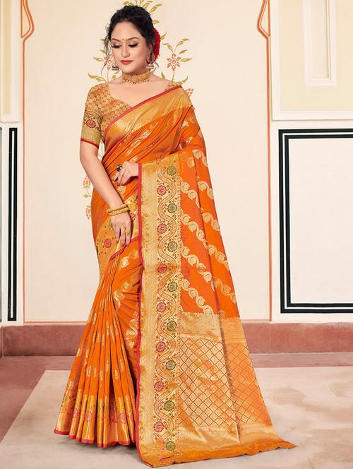 zari work woven saree - 18436351 - Very Small Image - 1