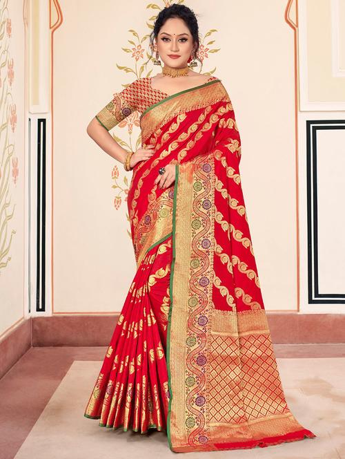 zari work woven saree - 18436354 - Very Small Image - 1