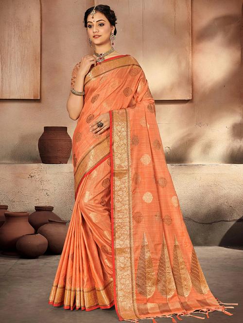 golden zari work woven saree - 18436383 - Very Small Image - 1