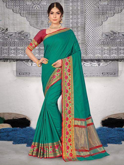 golden zari work woven saree - 18436417 - Very Small Image - 1