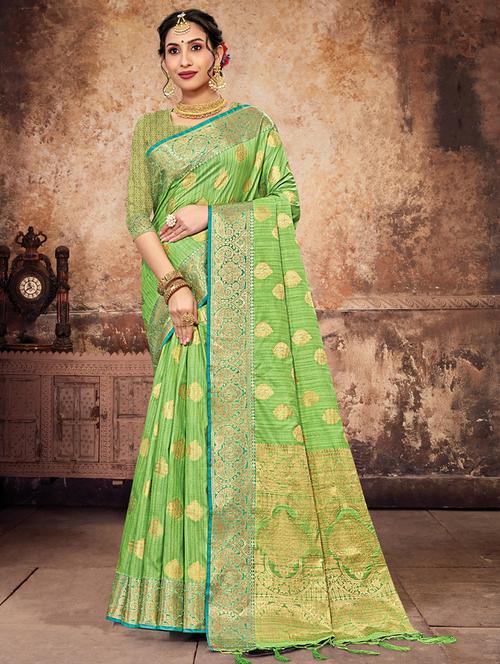 golden zari work woven saree - 18436463 - Very Small Image - 1