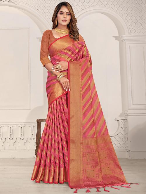 golden zari work woven saree - 18436467 - Very Small Image - 1