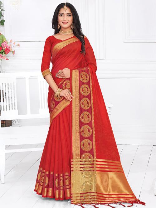 golden zari work woven saree - 18436503 - Very Small Image - 1