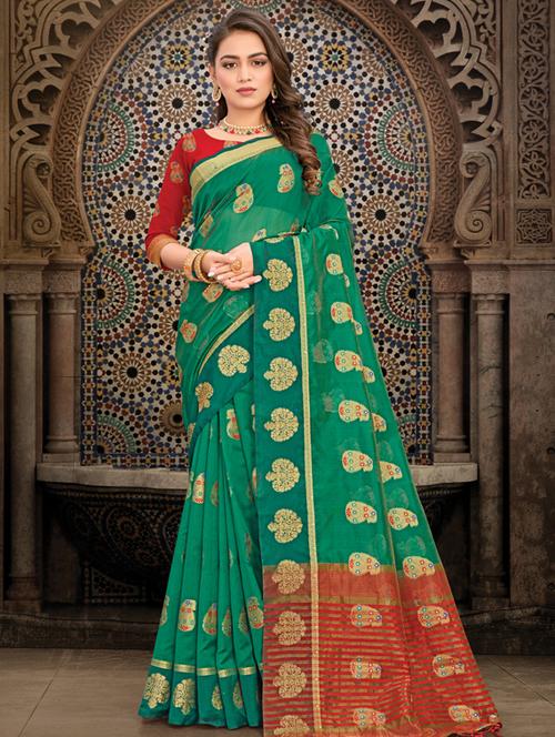 zari work woven saree - 18436514 - Very Small Image - 1