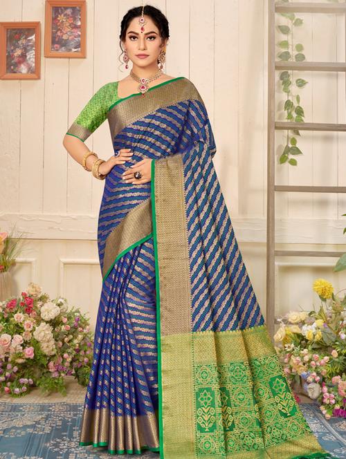 golden zari work woven saree - 18436544 - Very Small Image - 1