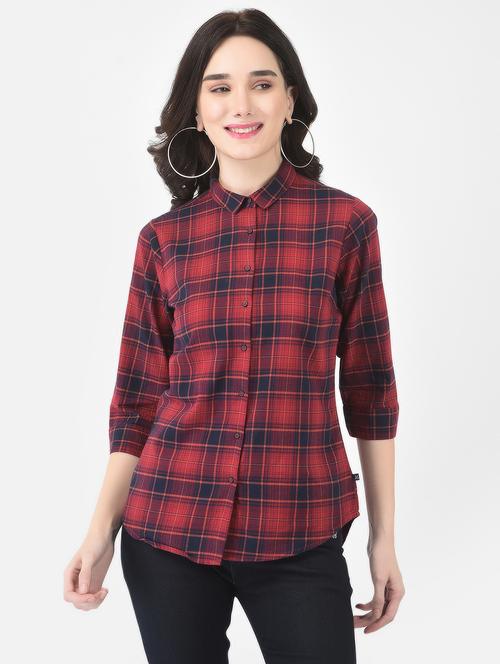 three-quarter sleeved checkered regular shirt - 18436623 - Very Small Image - 1