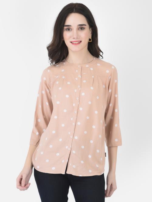 three quarter sleeved polka printed regular shirt - 18436688 - Very Small Image - 1