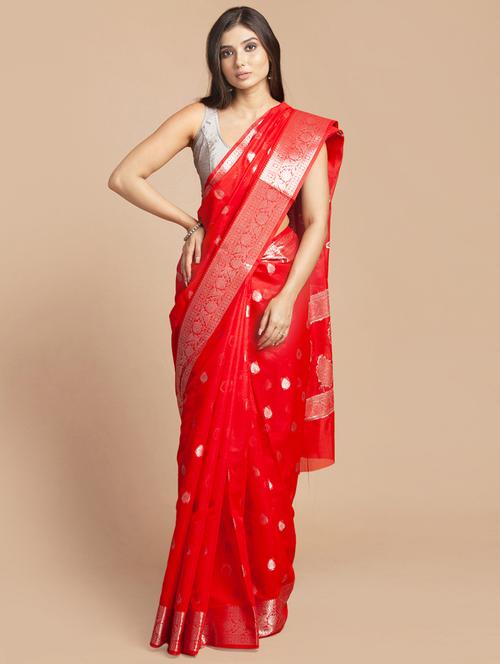 self design zari work woven saree with blouse - 18436773 - Very Small Image - 1