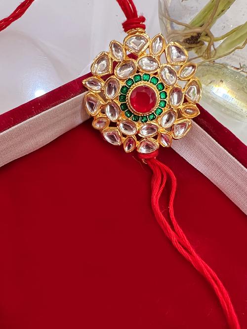 gold null rakhi set - 18436980 - Very Small Image - 1