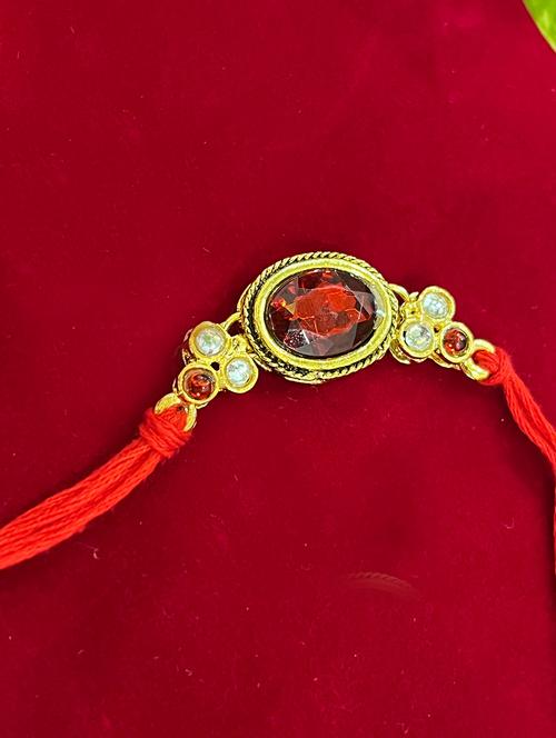 gold mauli thread rakhi set - 18436988 - Very Small Image - 1