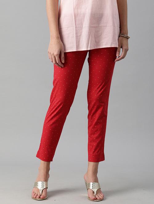 women polka dots printed cigarette pants - 18437122 - Very Small Image - 1