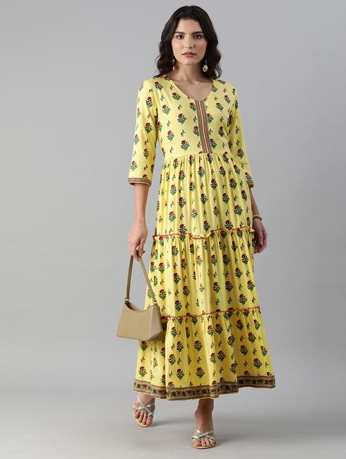 v-neck floral tiered fusion dress - 18437144 - Very Small Image - 1