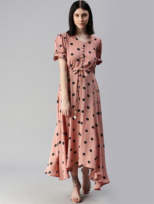 short sleeved printed high low dress - 18437150 - Very Small Image - 1