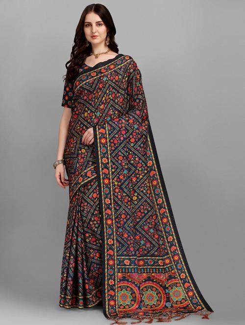 floral printed saree - 18437205 - Very Small Image - 1