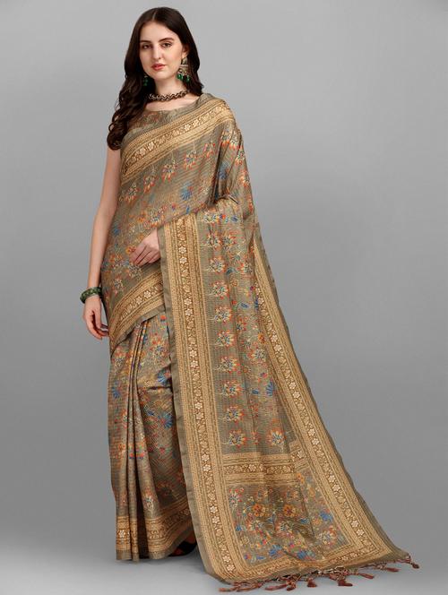 floral printed saree - 18437207 - Very Small Image - 1