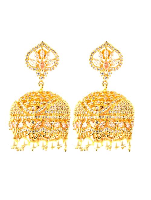 gold plated jhumka earring - 18437208 - Very Small Image - 1