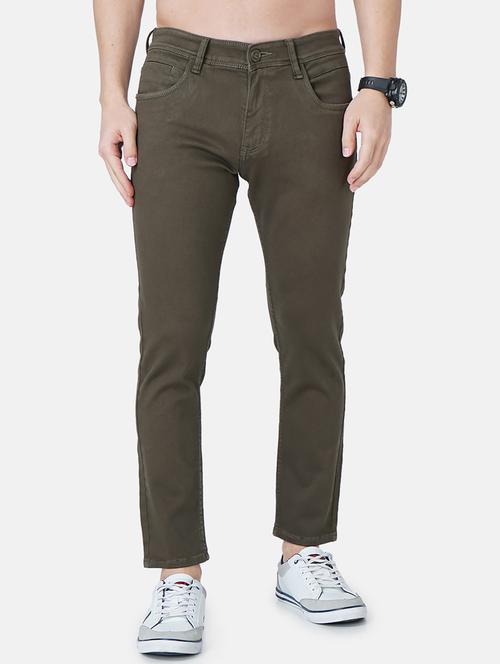 olive-green plain denim jean - 18437278 - Very Small Image - 1
