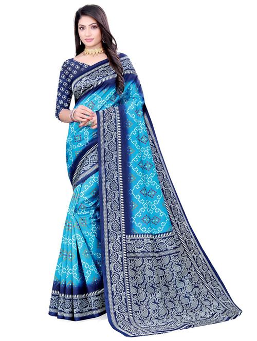 ethnic motifs contrast border printed saree - 18437366 - Very Small Image - 1