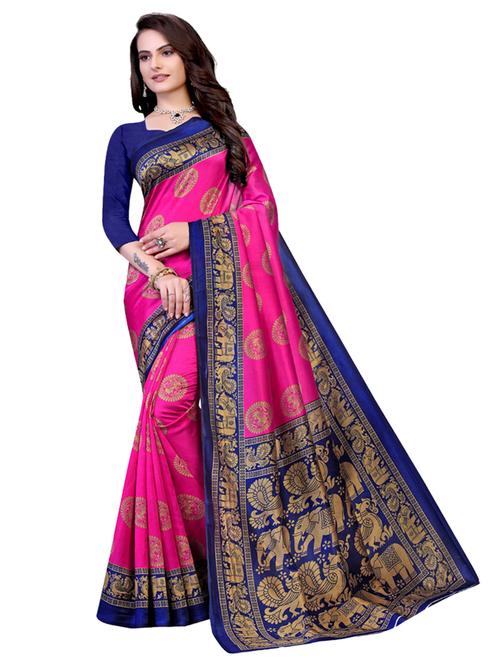 ethnic motifs contrast border printed saree - 18437368 - Very Small Image - 1