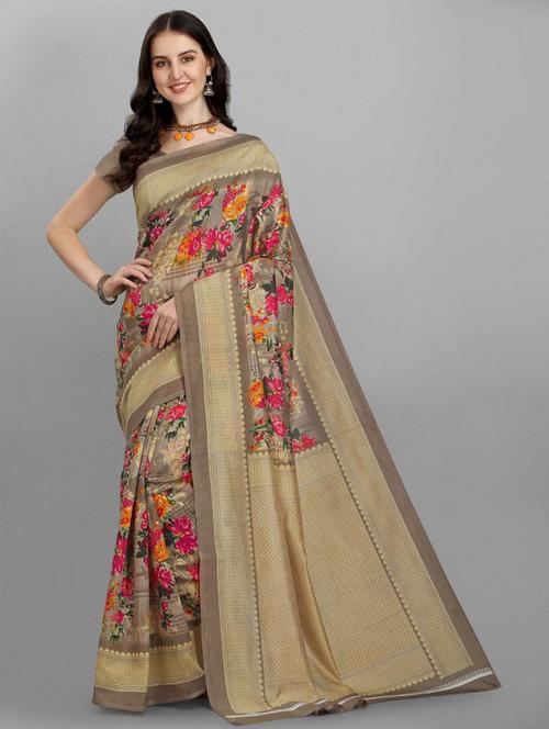 floral printed saree - 18437388 - Very Small Image - 1