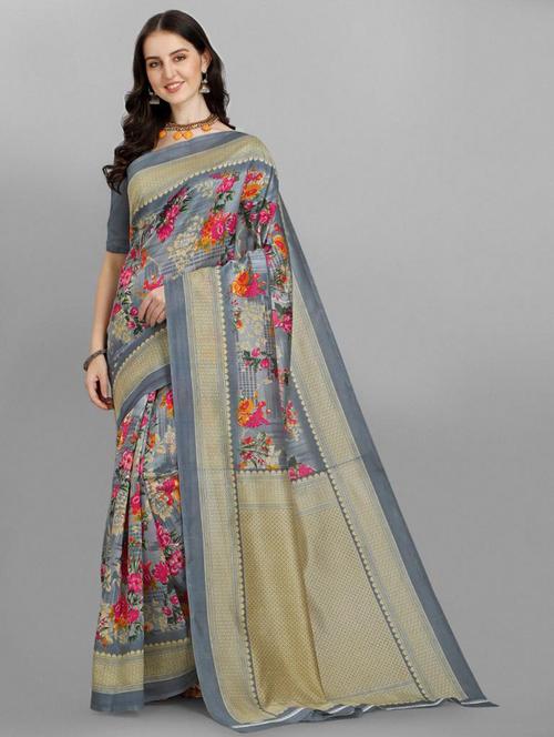 floral printed saree - 18437389 - Very Small Image - 1
