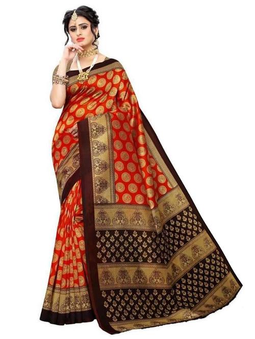 gold bordered printed saree - 18437392 - Very Small Image - 1