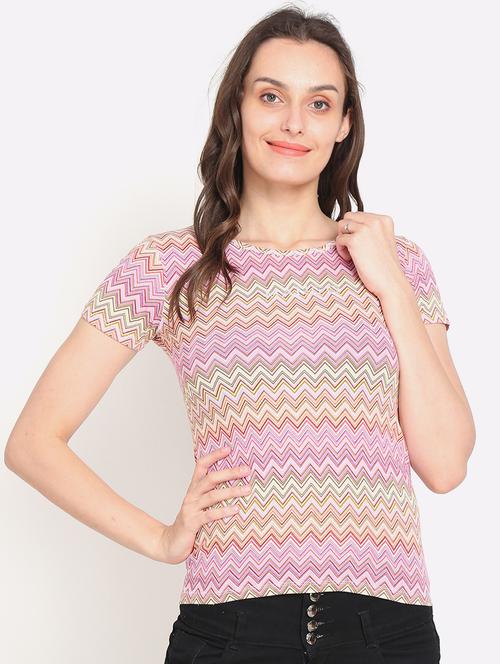 round neck chevron top - 18437450 - Very Small Image - 1