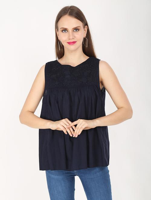 embroidered detail peasant top - 18437455 - Very Small Image - 1