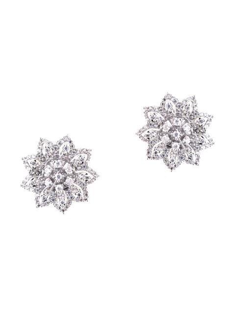 beautiful american diamond silver floral studs - 18437475 - Very Small Image - 1