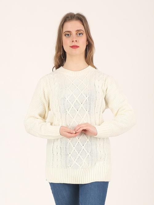 crew neck self design pullover - 18437540 - Very Small Image - 1