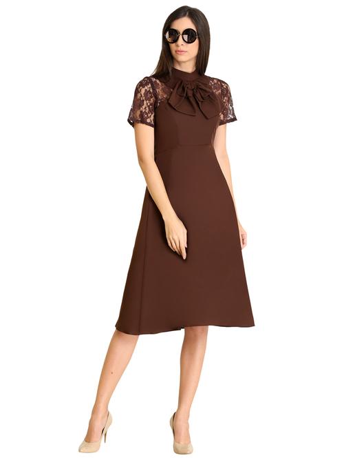 short sleeved solid a-line dress - 18437700 - Very Small Image - 1
