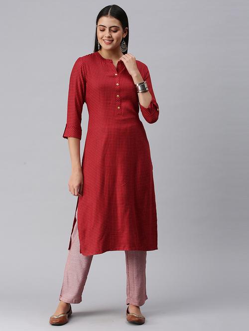 checkered kurta pant set - 18437769 - Very Small Image - 1