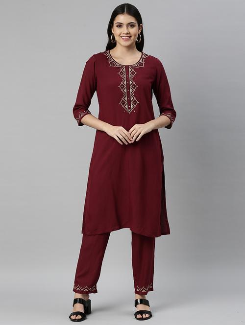 front yoke embroidered kurta pant set - 18437781 - Very Small Image - 1